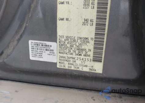 2017 Nissan Altima 2.5 Sv from USA, damaged, VIN 1N4AL3AP9HC254153